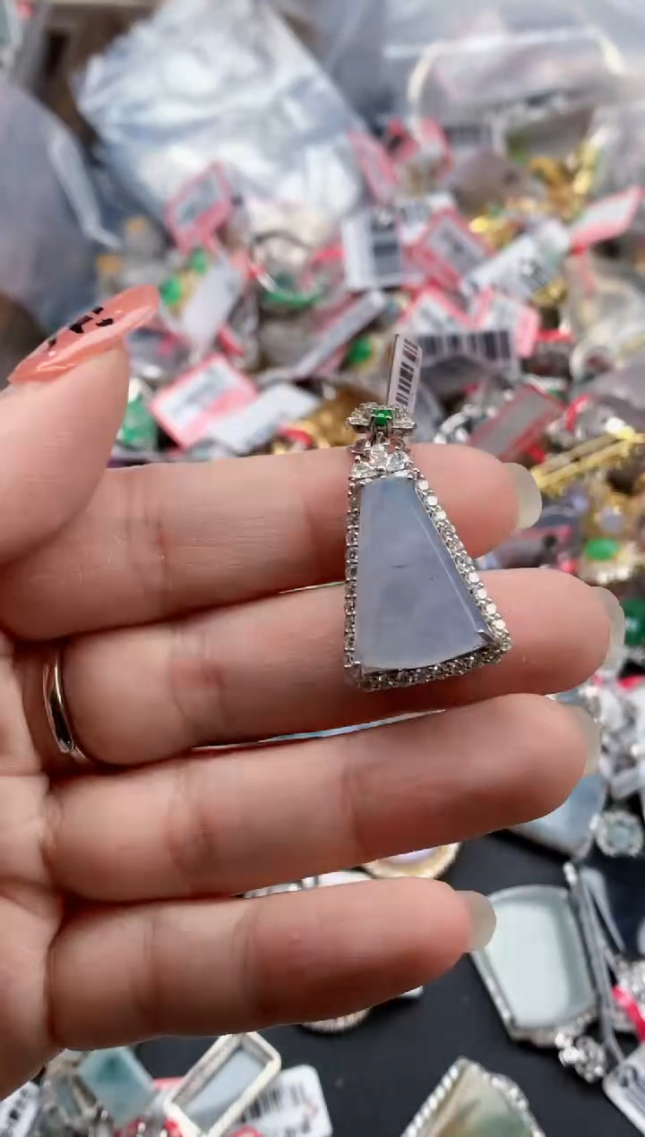 银S925镶嵌戒指翡翠天然A货缅甸翡翠