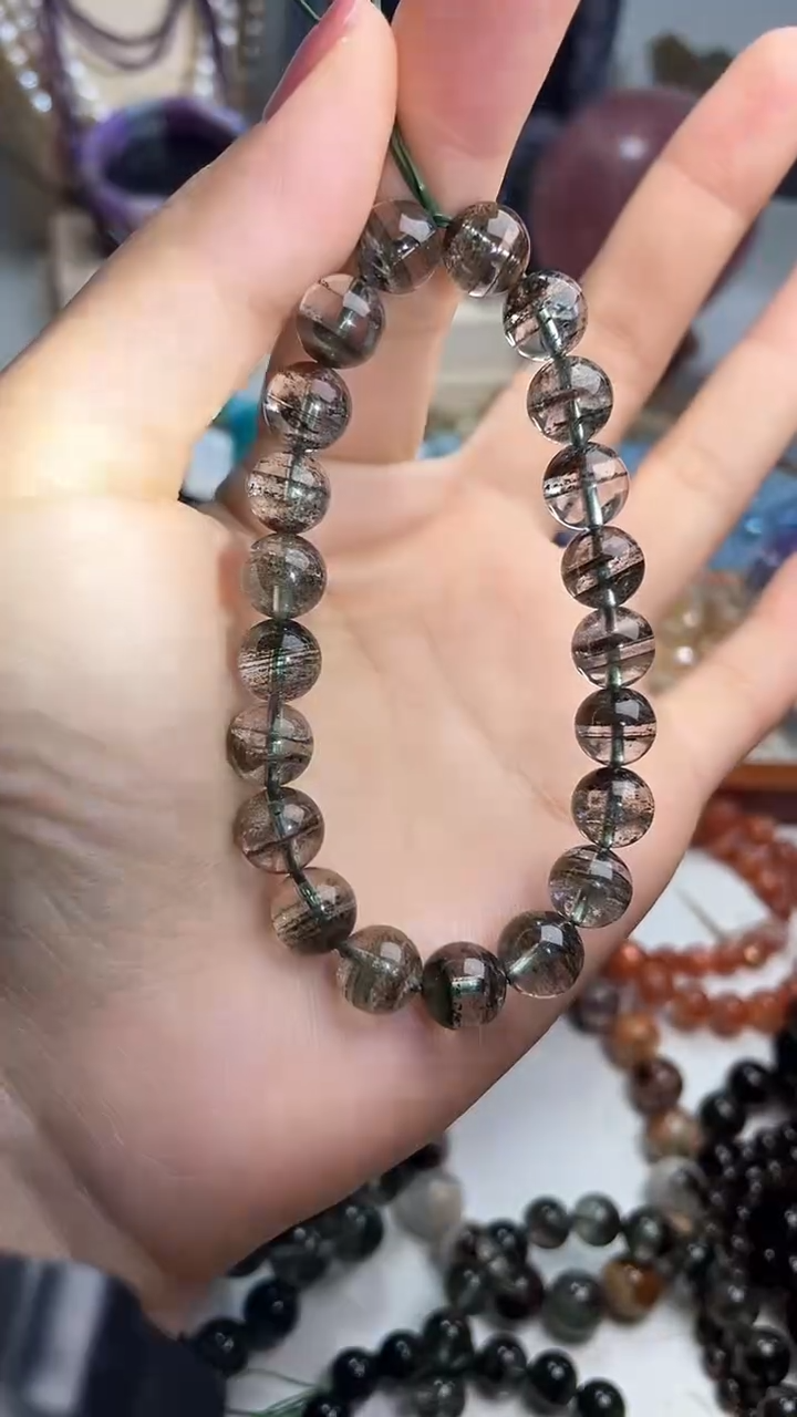 【闪购商品】水晶手链未镶嵌千层绿幽灵9mm手链