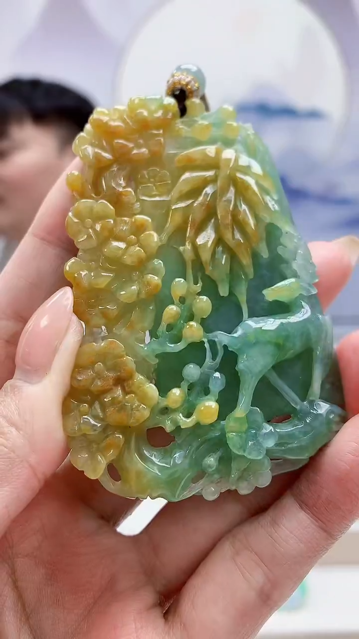 未镶嵌定制翡翠5060MM-毛货挂件193
