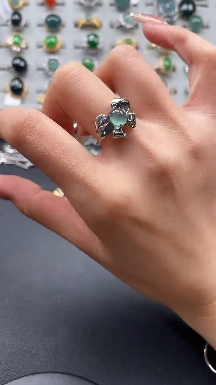 【闪购商品】翡翠戒指银S925镶嵌45325423