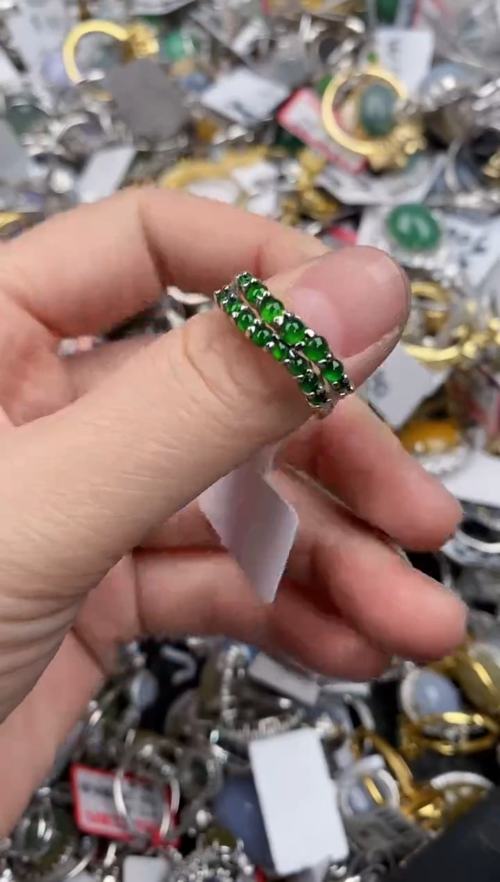 银S925镶嵌戒指翡翠12   8
