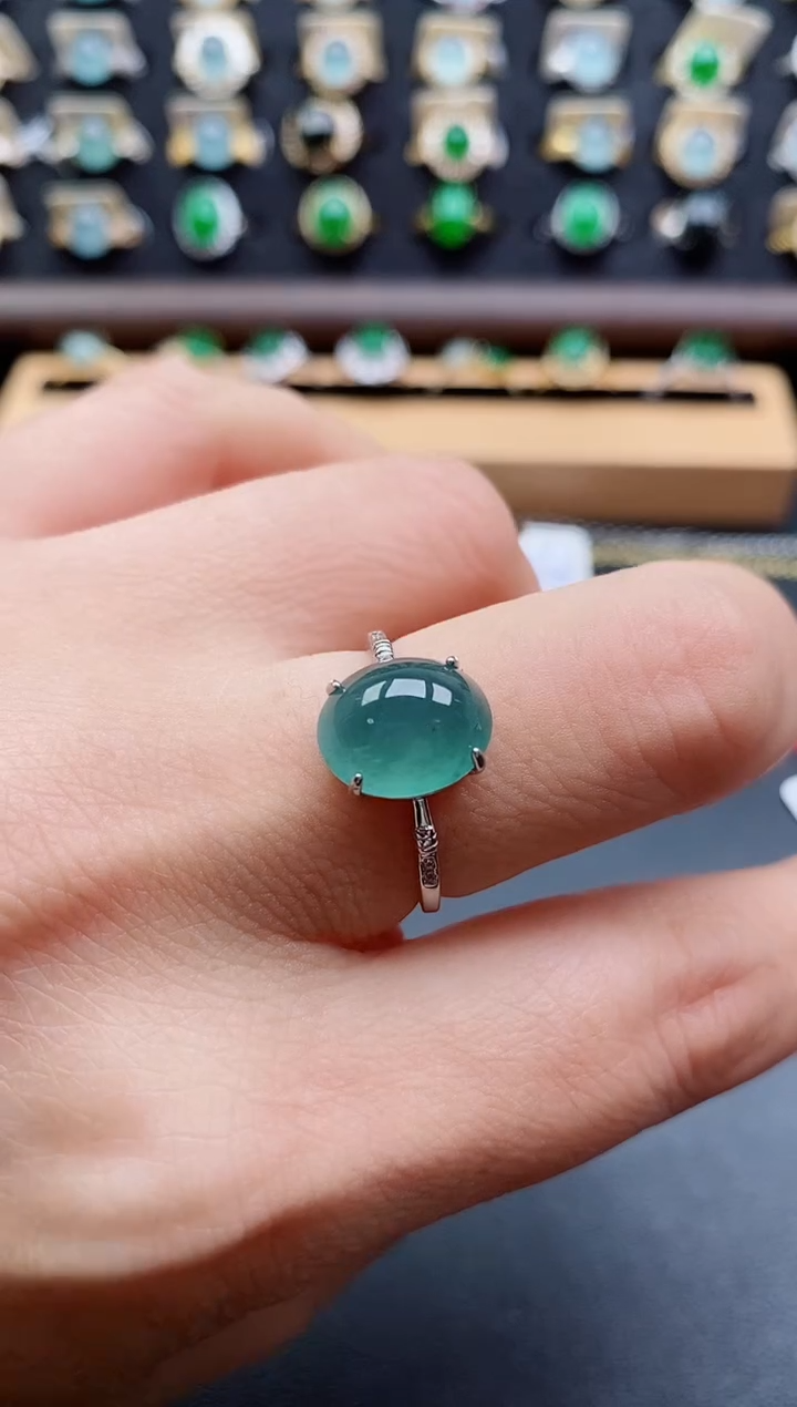 银S925镶嵌戒指翡翠1