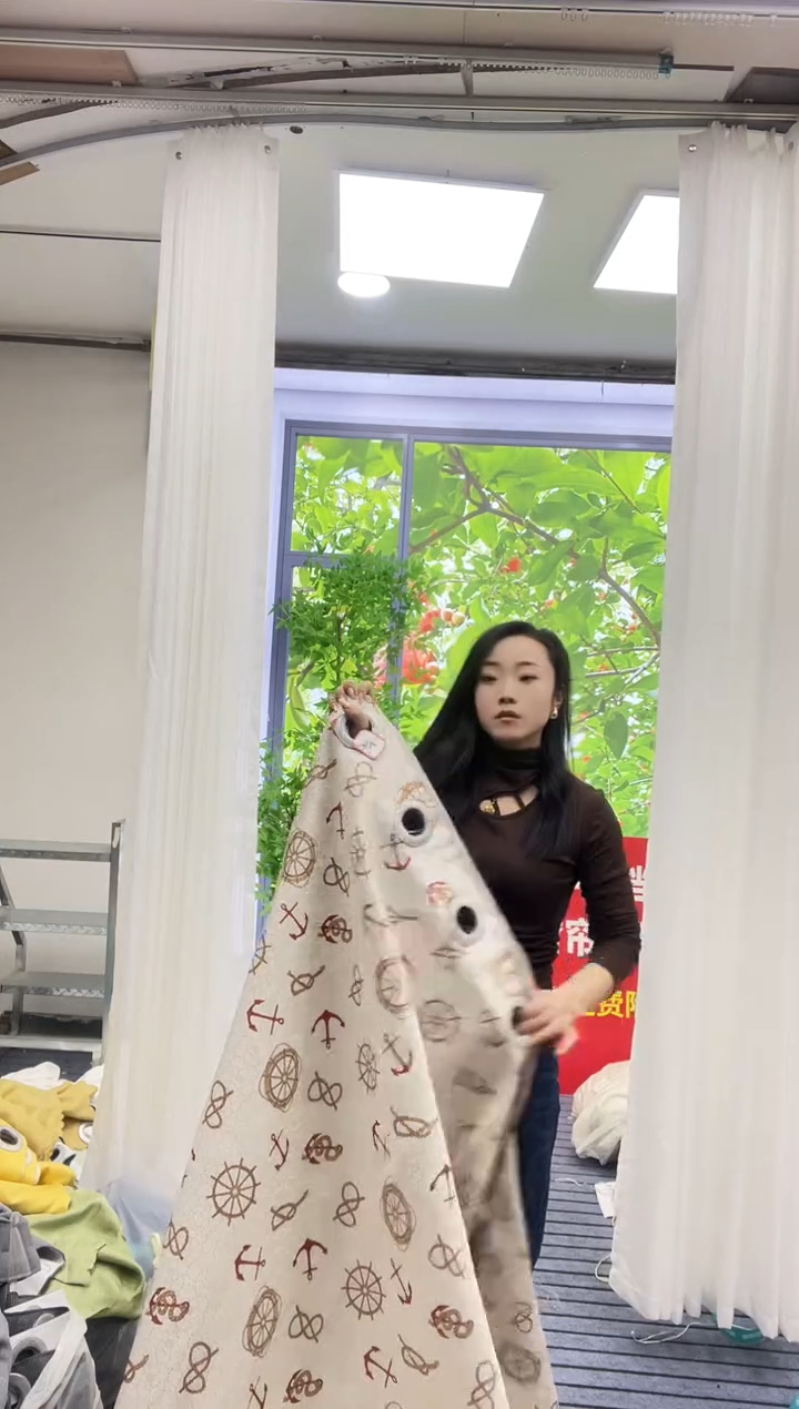 混纺棉麻轮盘 5米 打孔孤品窗帘
