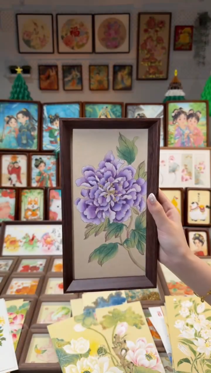 国画是****～紫牡丹 手绘国画27