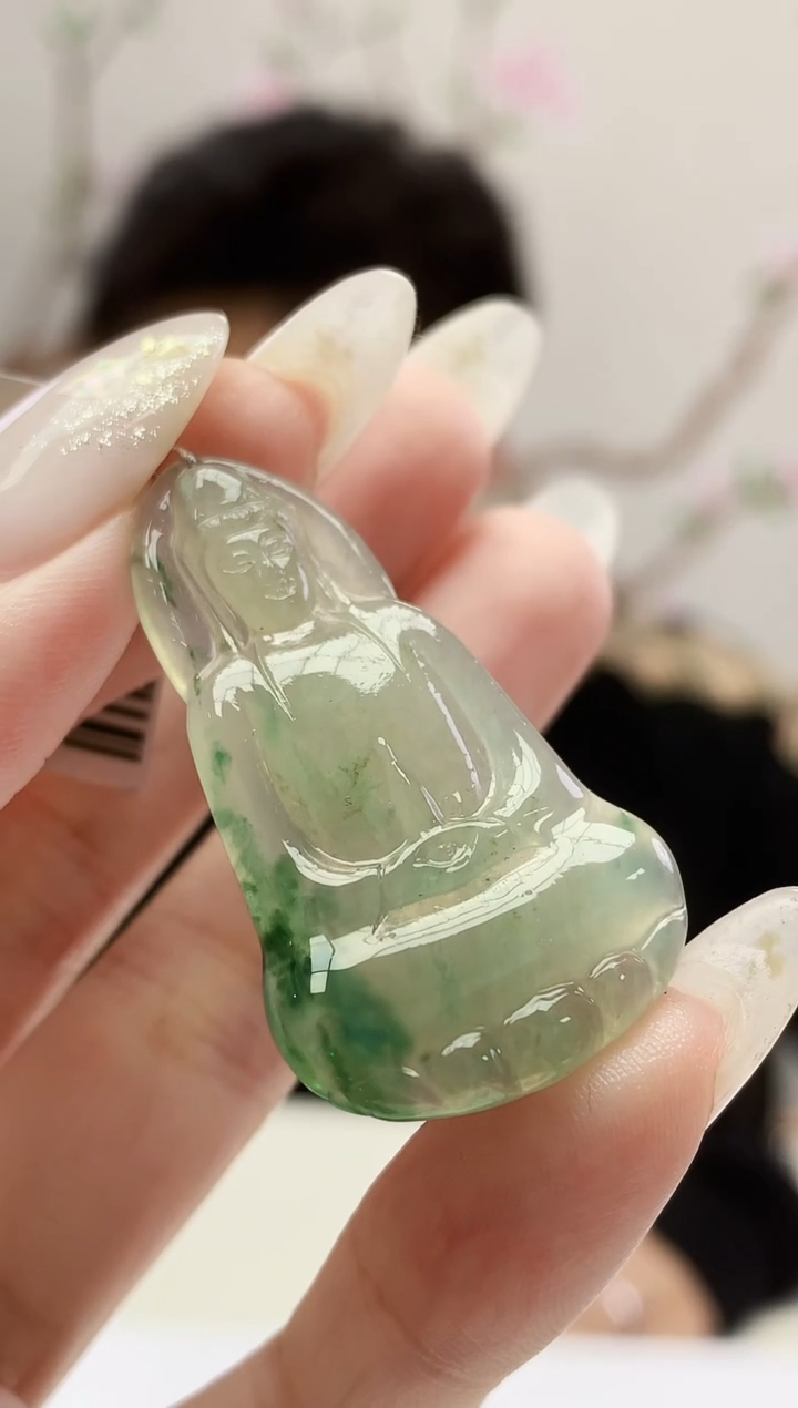 定制翡翠未镶嵌029ee-毛货观音34赠金扣