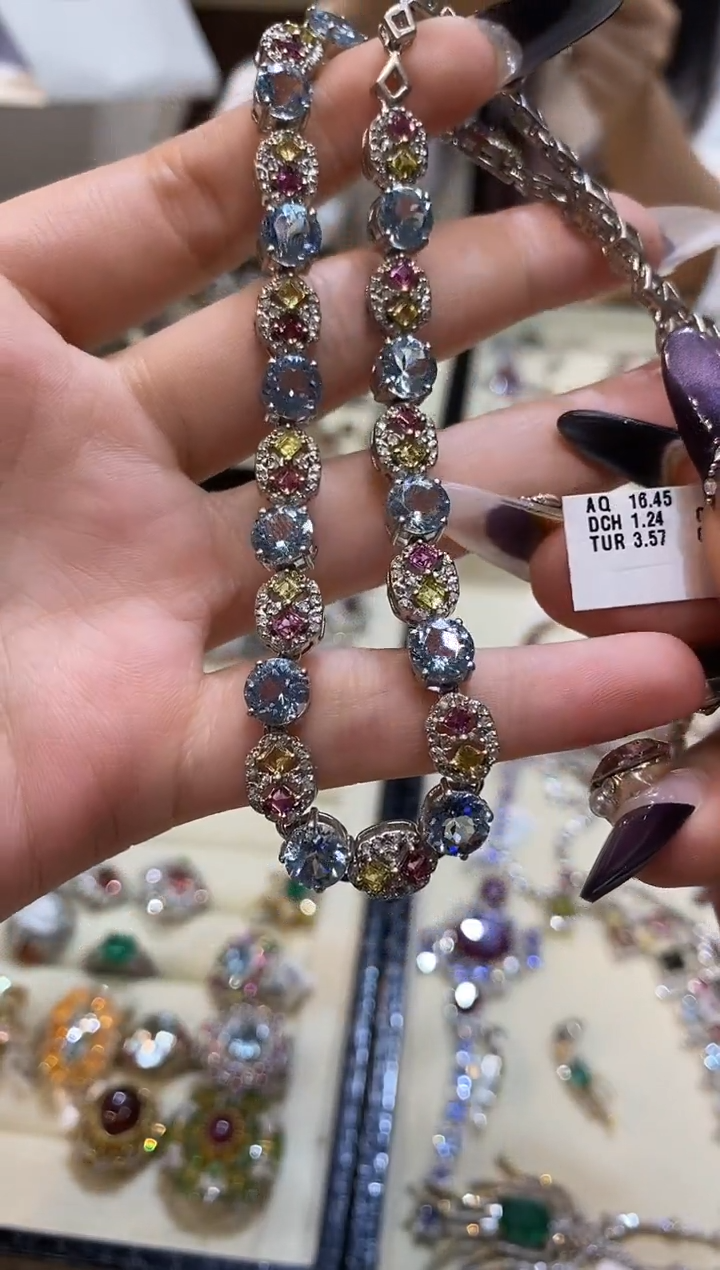 银S925镶嵌项链定制海蓝宝石楚楚珠宝中古甄选不退换