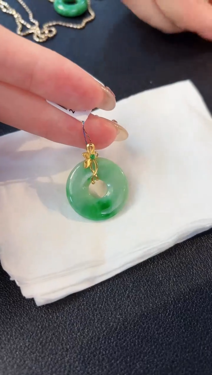 【闪购商品】翡翠颈饰18K金镶嵌缅料A货/支持复检/一件