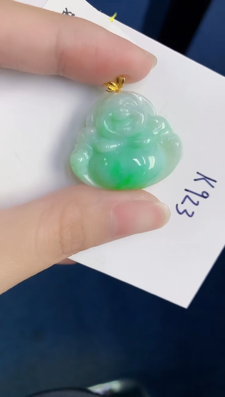 颈饰18K金镶嵌翡翠天然翡翠缅甸A货