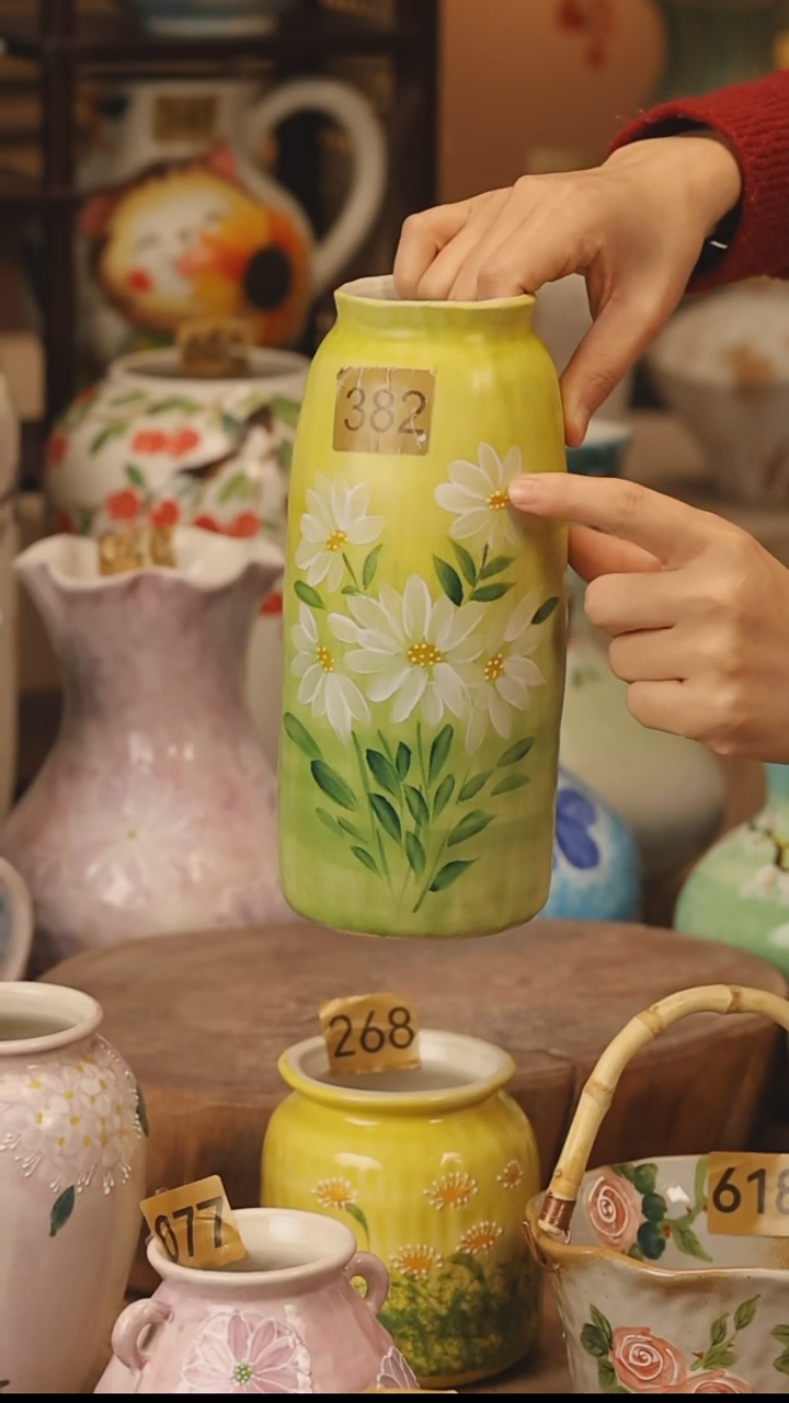 陶瓷景德镇设计师手作花器摆件侘寂风@M382@