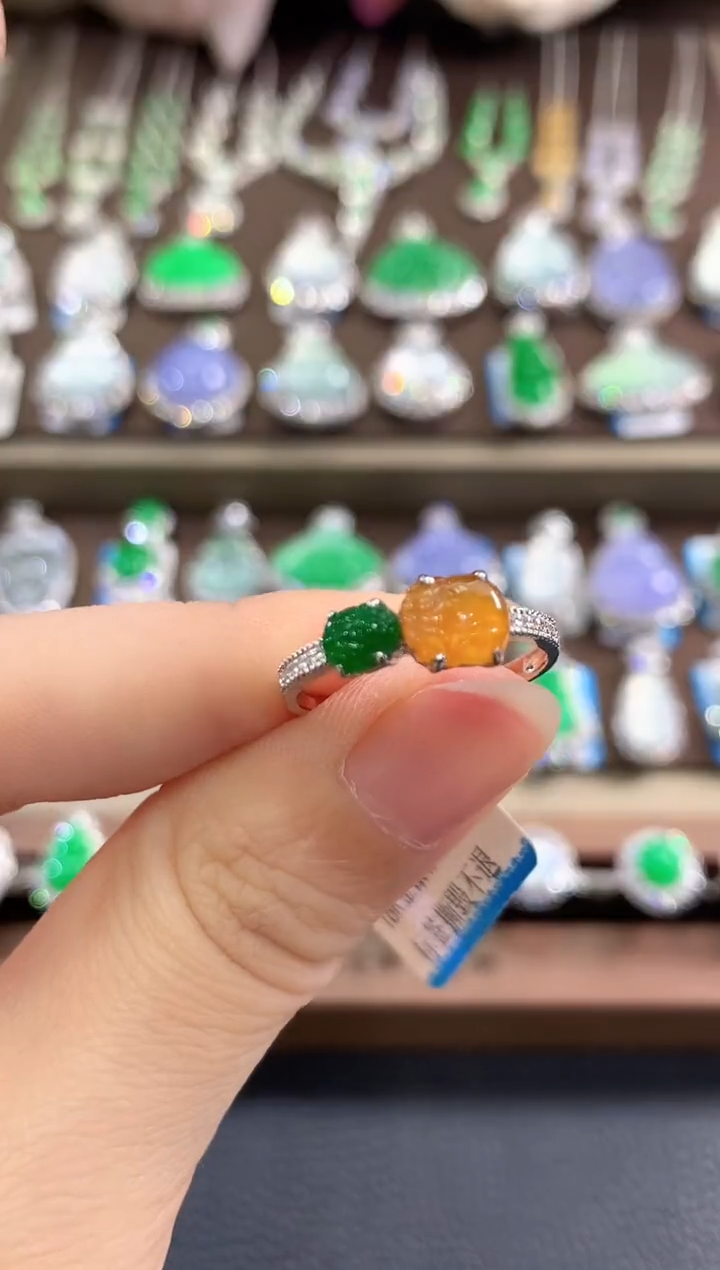 18K金镶嵌戒指翡翠b40多样性一件发货