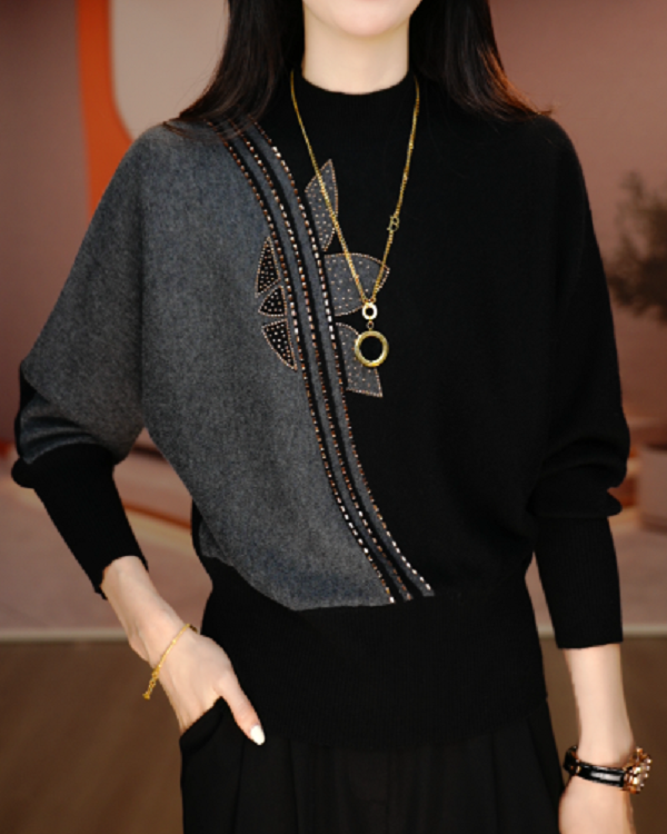 长袖毛衣女士印花抗起球时尚气质春秋新款常规款百搭V25P967