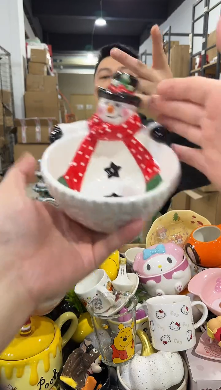 瓷片原盒雪人碗 