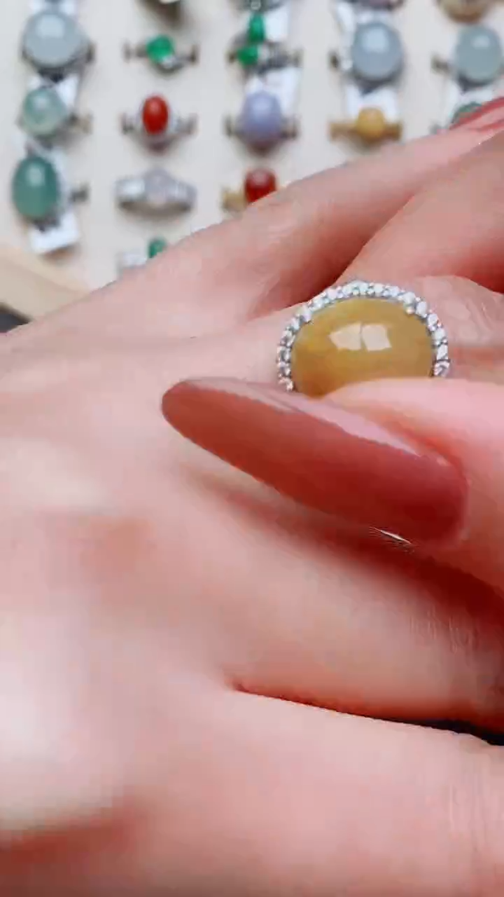 银S925镶嵌戒指翡翠...