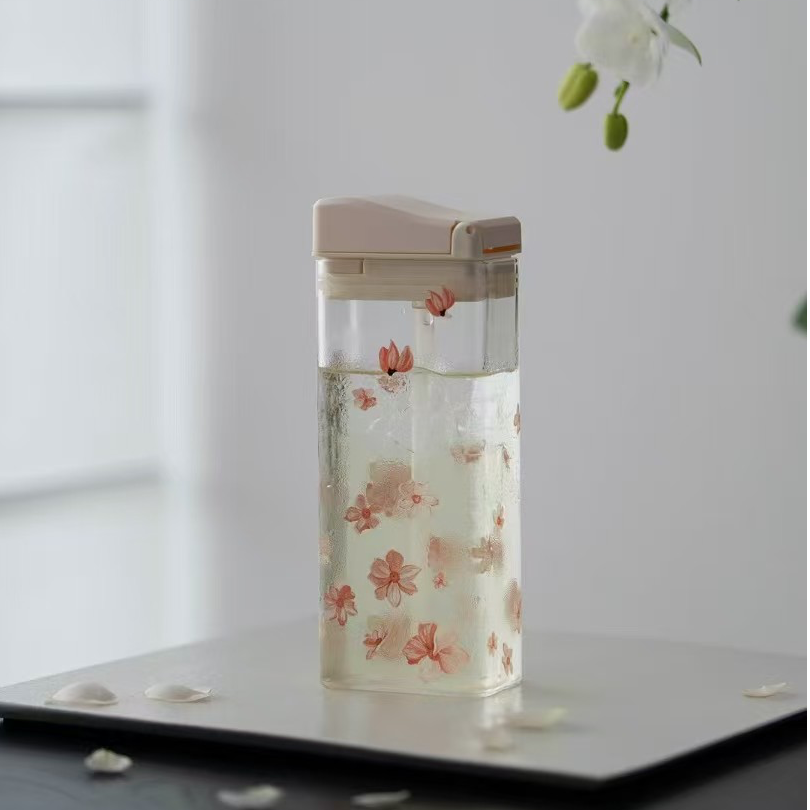 晶焱【静姐小院专属】樱花凉水杯｜300ML高硼硅耐热玻璃水杯