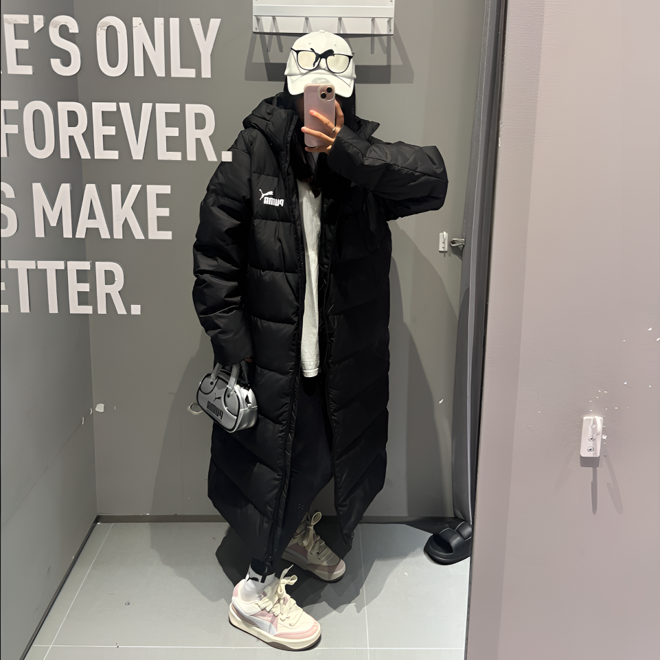 【滔搏联动】PUMA彪马双旦礼长款外套保暖连帽黑色羽绒服 67243501