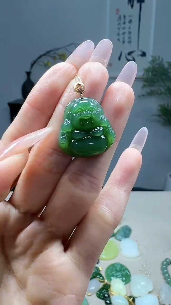 吊坠(不含链)18K金镶嵌和田玉1