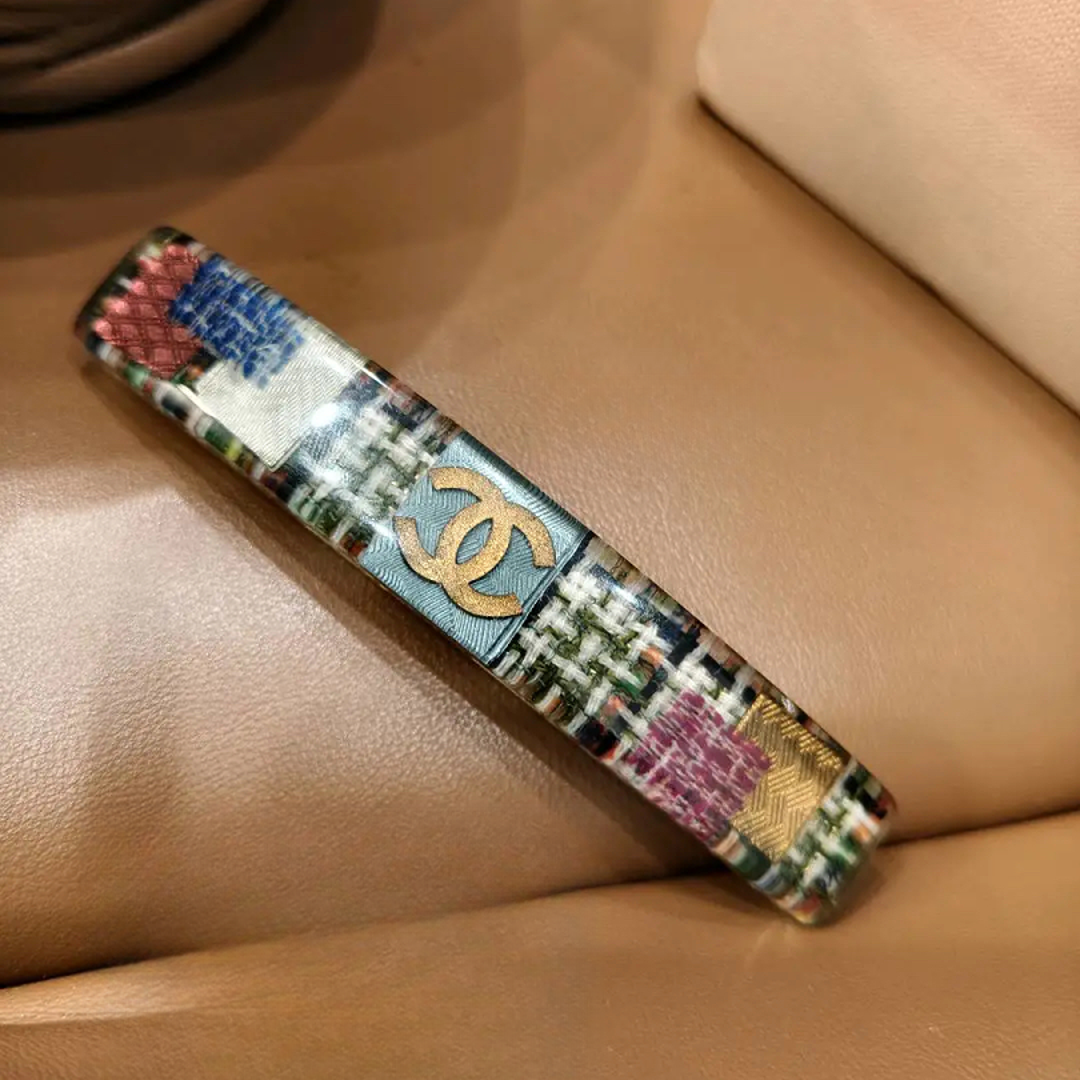 99新 Chanel/香奈儿 蔚蓝/老花 蝴蝶结 发夹