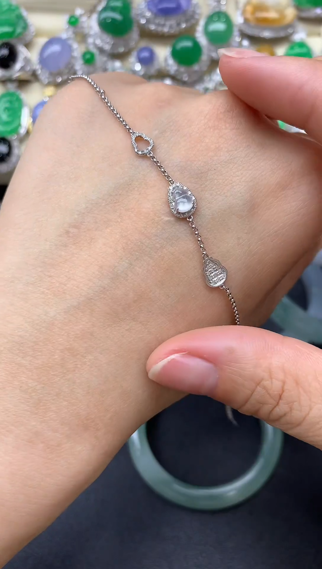 【闪购商品】翡翠手串18K金镶嵌208-中国好珍宝