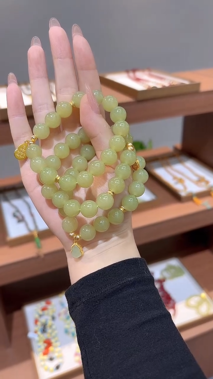 14K金镶嵌手链和田玉DIY款S350