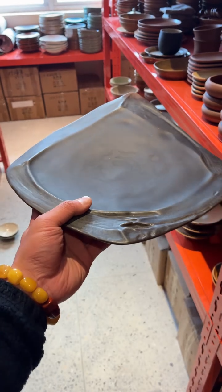 瓷片10寸黑色茶盘（福利款）