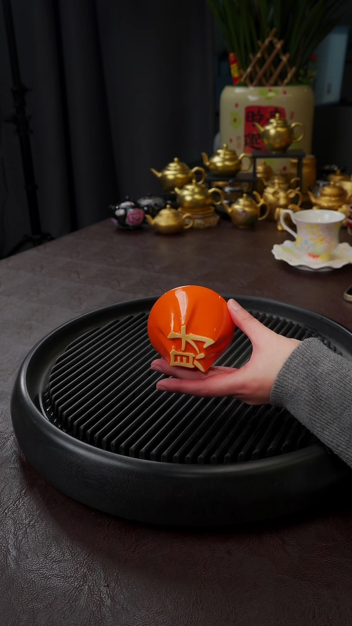 【闪购商品】杯【宜景窑爱马仕橙鎏金系列】财杯