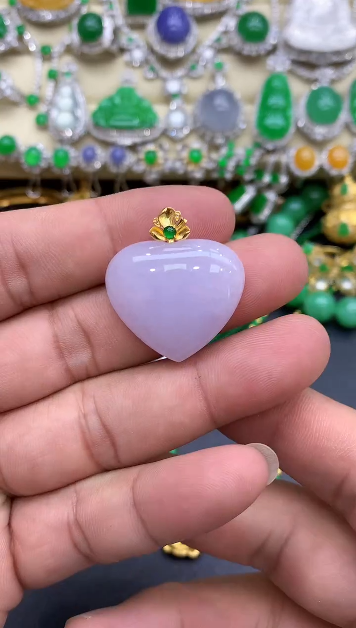 颈饰18K金镶嵌翡翠140-中国好珍宝