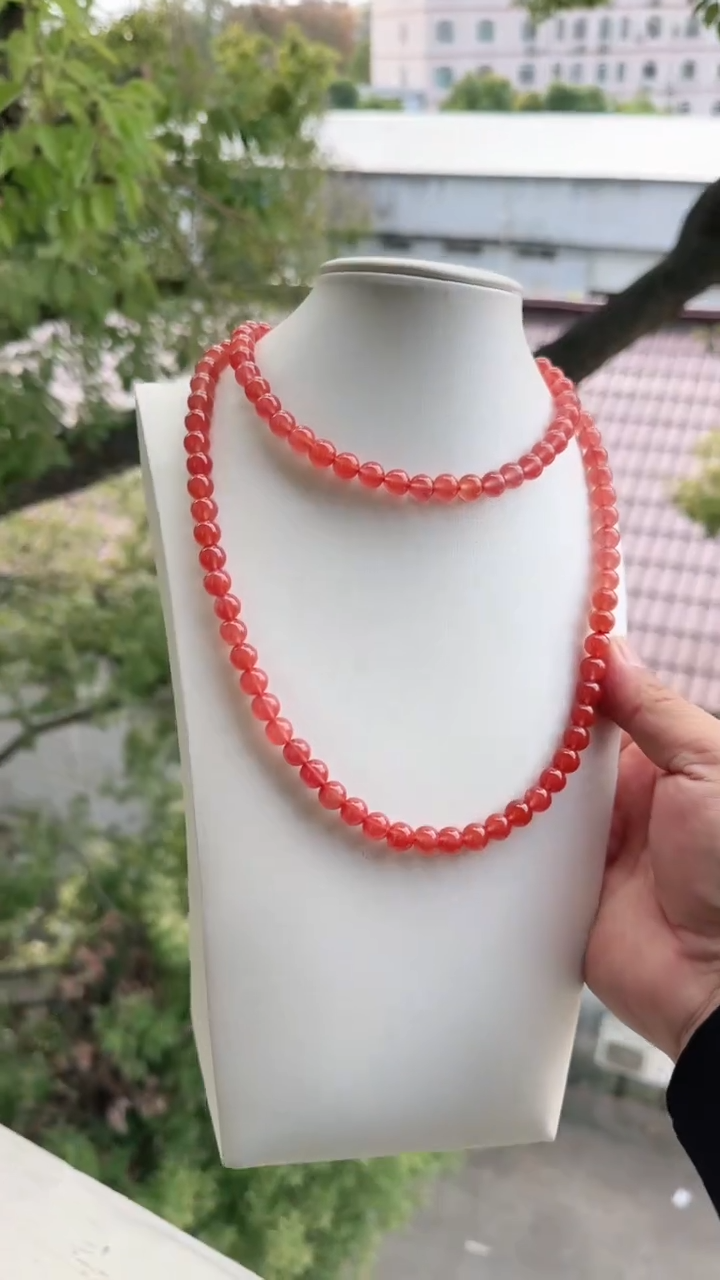 未镶嵌多样性发一件南红玛瑙8mm保山圆珠多圈 冰红