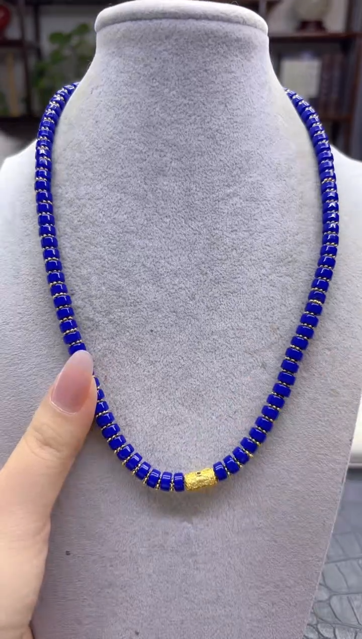 14K金镶嵌青金石颈饰DIY款X778