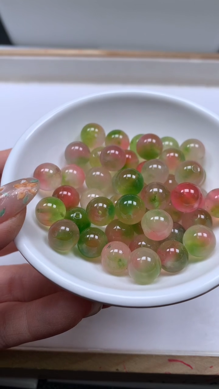 未镶嵌散珠玛瑙/玉髓C712 水蜜桃盐源10mm10颗5.8元