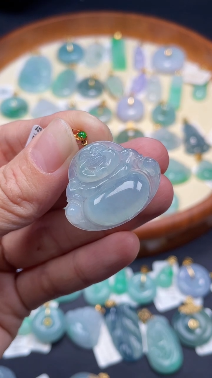 【闪购商品】翡翠颈饰18K金镶嵌佛公