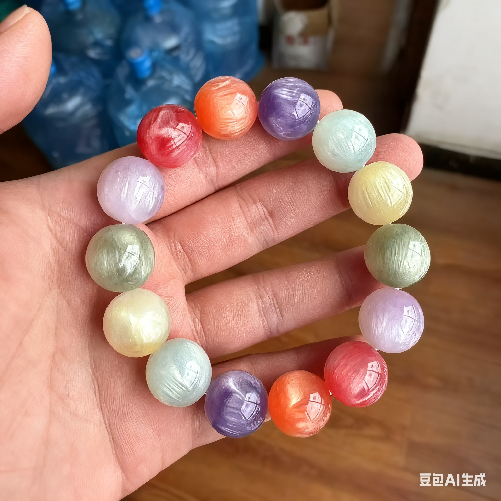 树脂手链 游珠小串-@323糖果色百搭彩色海云母