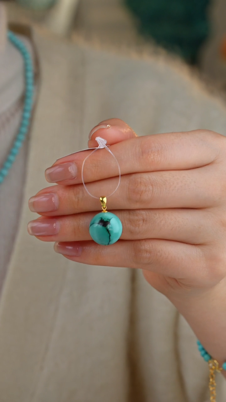 【闪购商品】绿松石吊坠(不含链)18K金镶嵌1