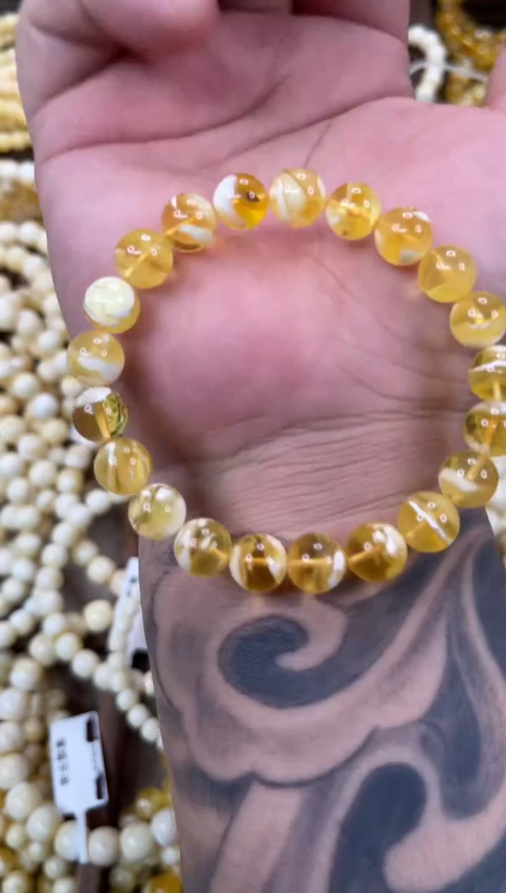 裸石琥珀未镶嵌B24  左右圆珠