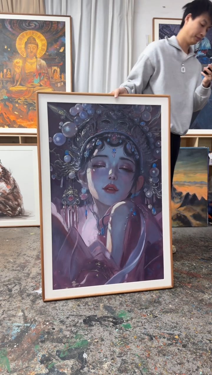 丙烯画就***过谭老师戏子精装裱