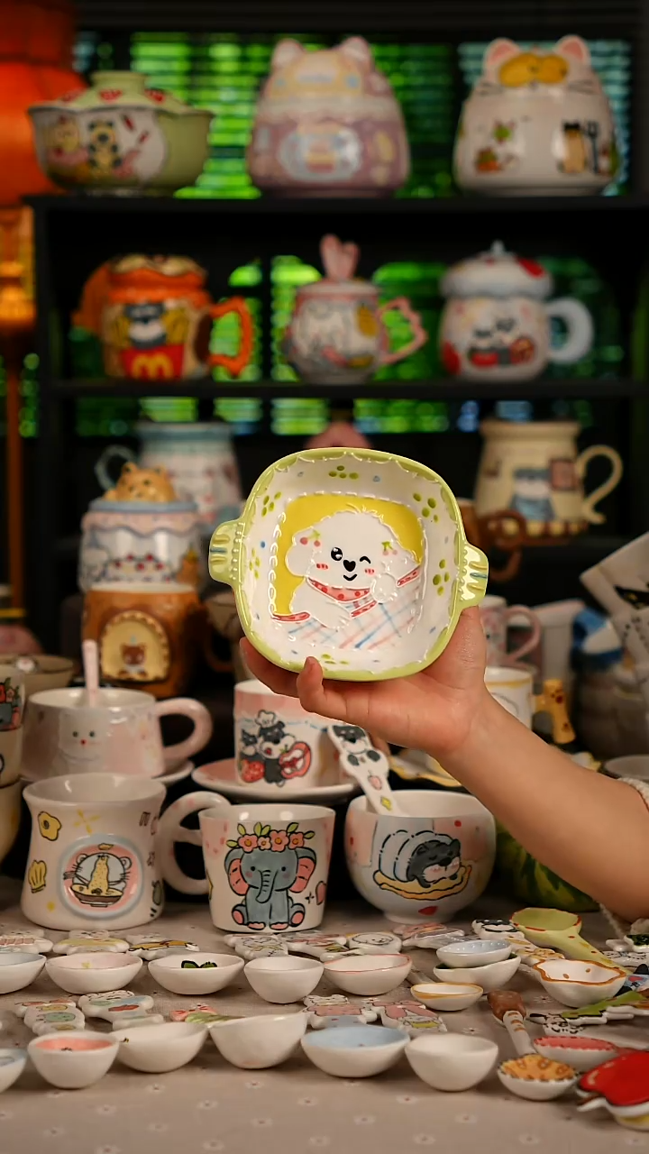 陶瓷无盖款景德镇高温釉下彩纯手绘创意瓷