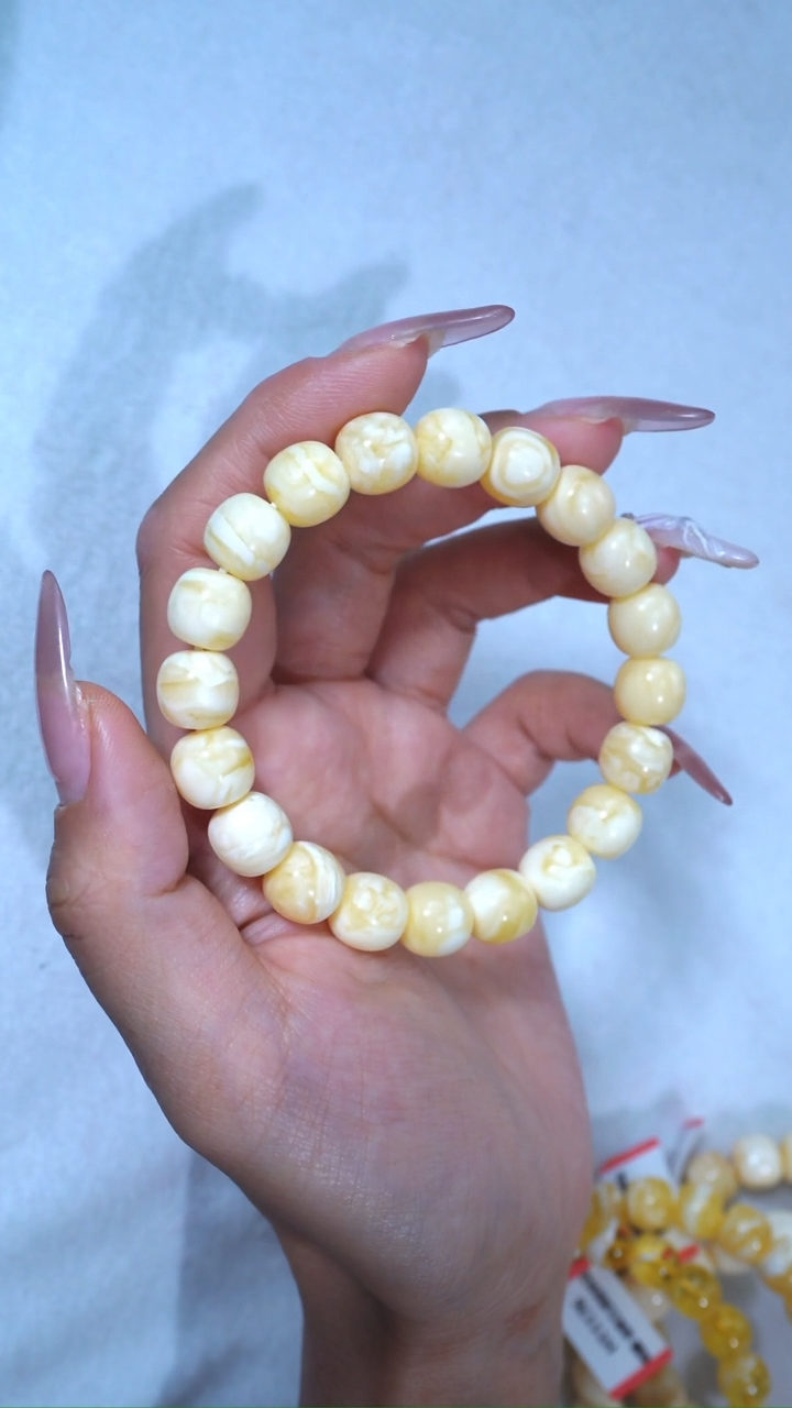 【闪购商品】蜜蜡手链未镶嵌收藏级10.5mm瓷白浓蜡虎皮妖花