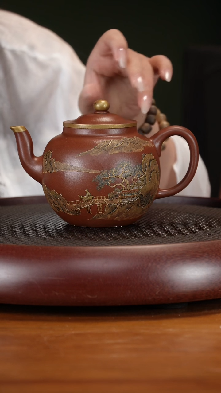 茶壶紫砂40GSZ宫灯 老紫泥500cc