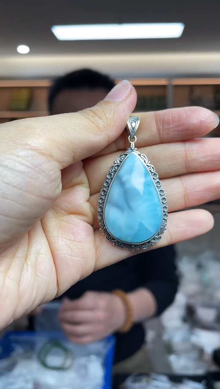 【闪购商品】针钠钙石（海纹石）颈饰银S925镶嵌多样性发一件