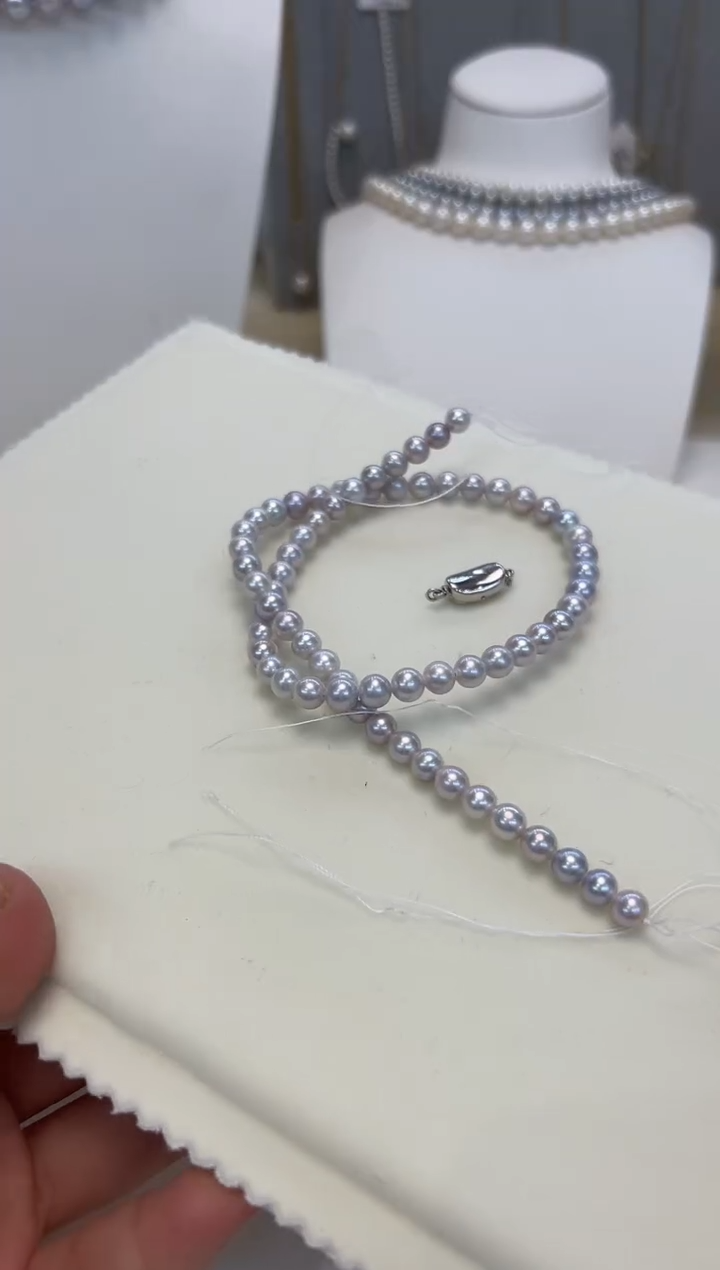 淡水珍珠银S925镶嵌颈饰6-7mm无核彩珠项链