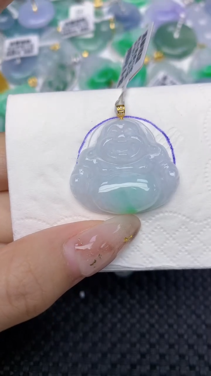 颈饰18K金镶嵌翡翠天然缅甸翡翠a货百元以上9元证书费自理