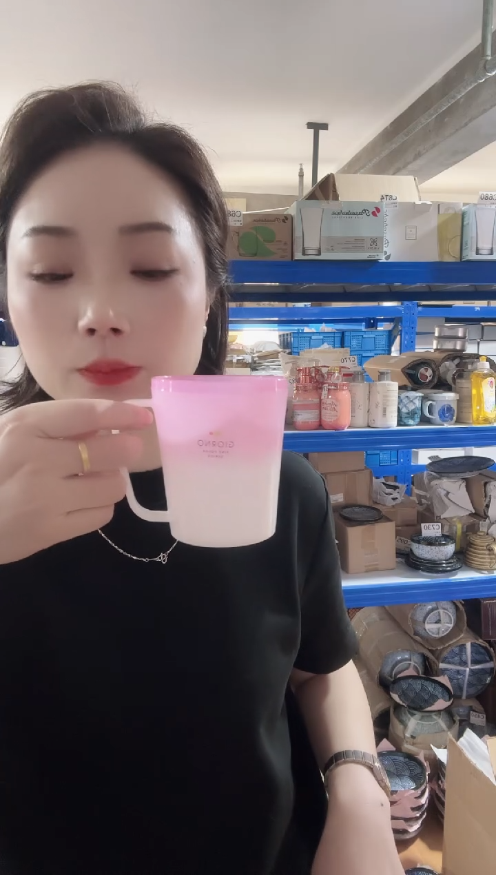 瓷片进口家用百货 漱口杯 粉色两个