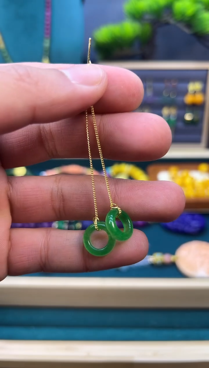 【闪购商品】和田玉耳饰14K金镶嵌E225