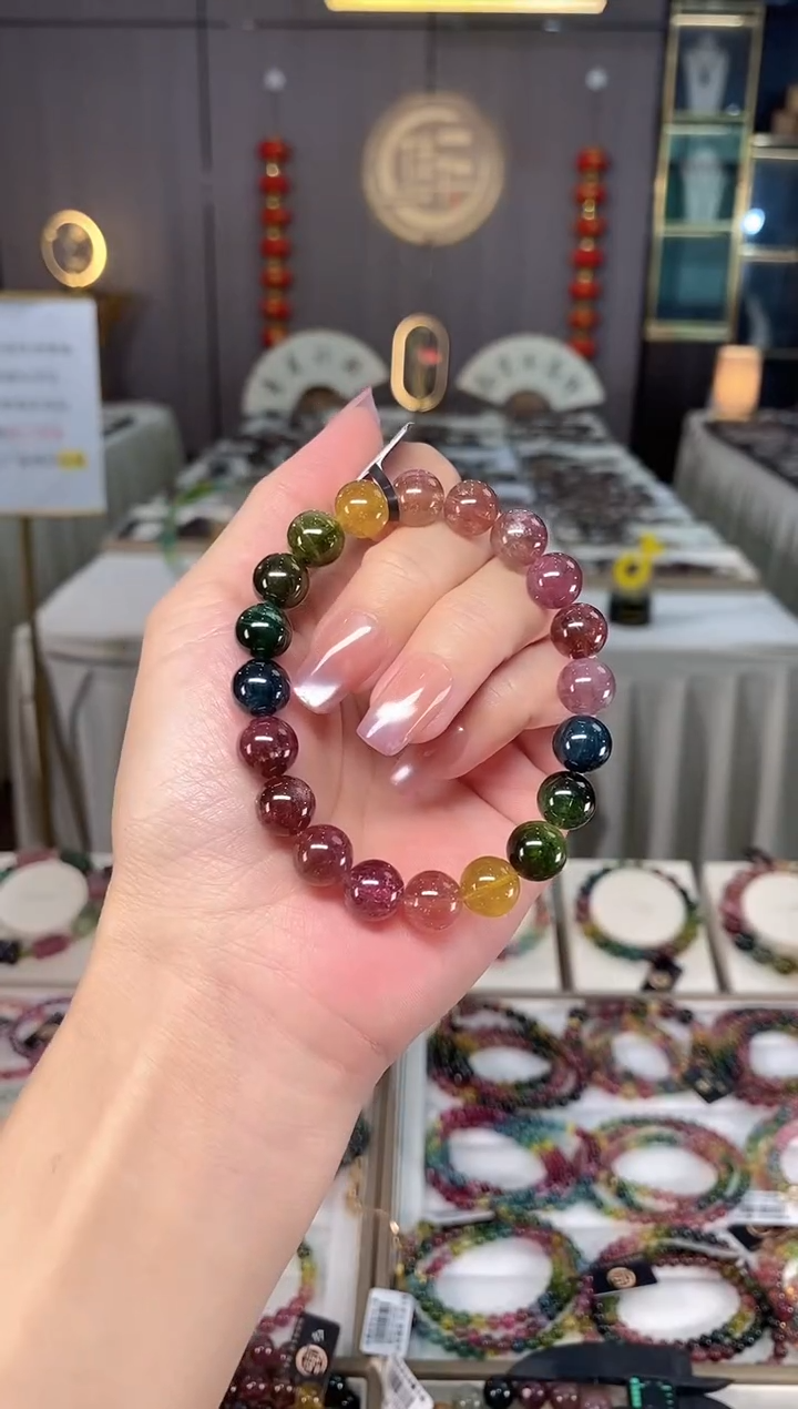 未镶嵌老矿碧玺彩虹单圈手串9mm+碧玺多样性发一条hon