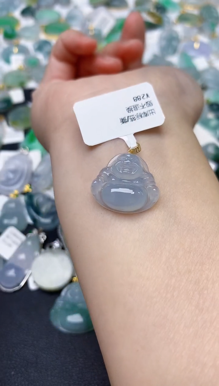 颈饰18K金镶嵌翡翠天然缅甸A货翡翠