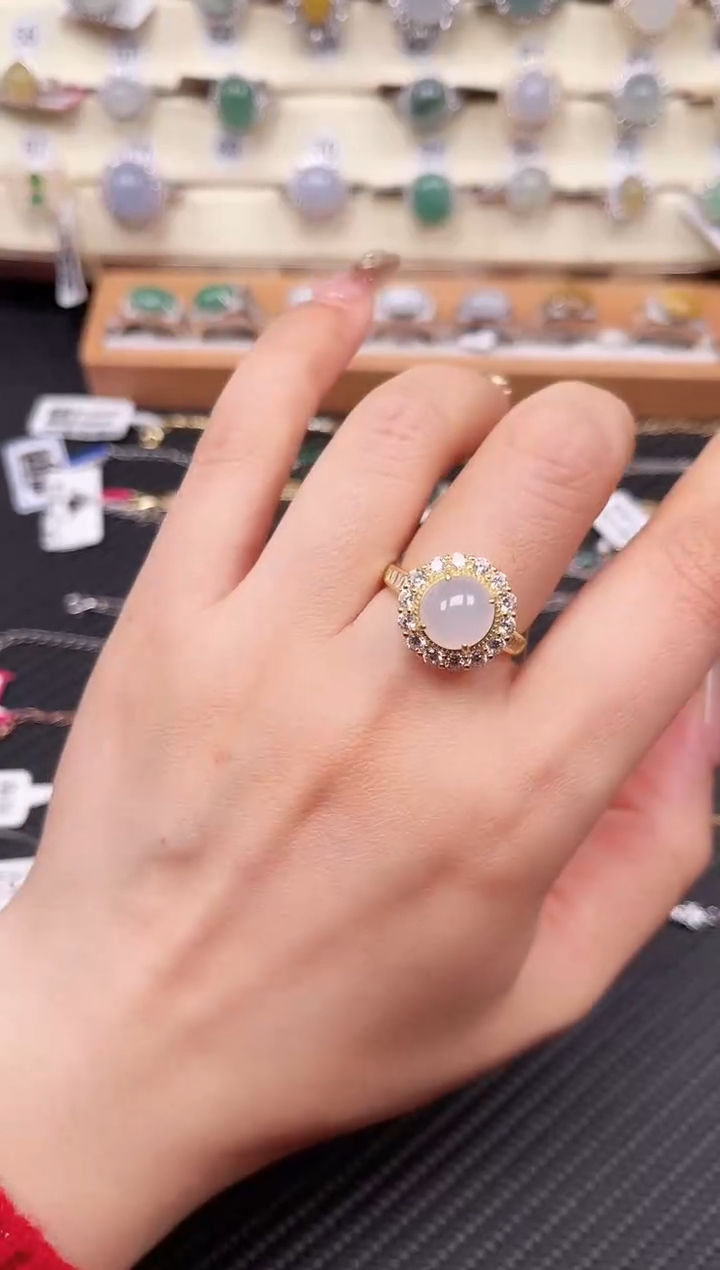 【闪购商品】翡翠戒指银S925镶嵌戒指12