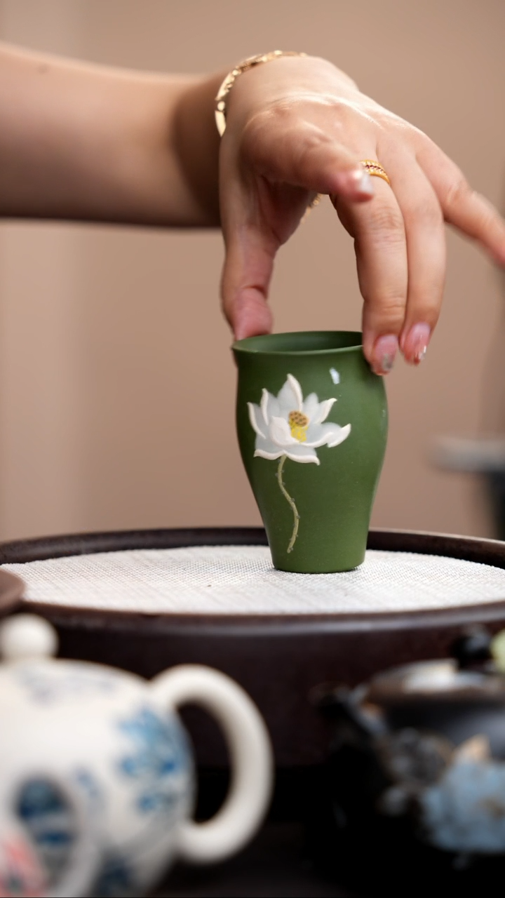 茶壶紫砂民国绿闻香杯荷花