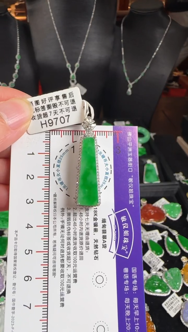 颈饰18K金镶嵌翡翠H9707无事牌