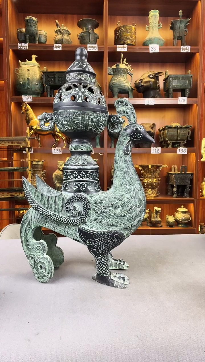 合金凤凰香炉456789