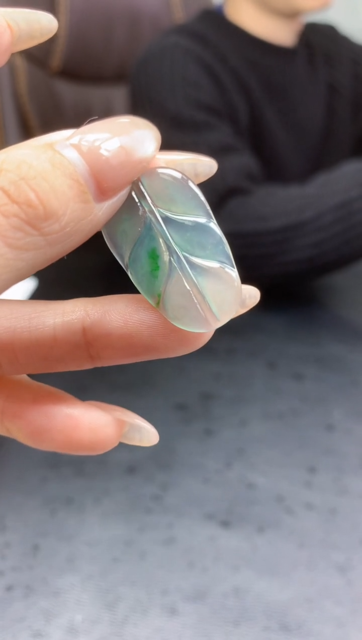 【闪购商品】定制翡翠未镶嵌888ee-毛货叶子27赠金扣