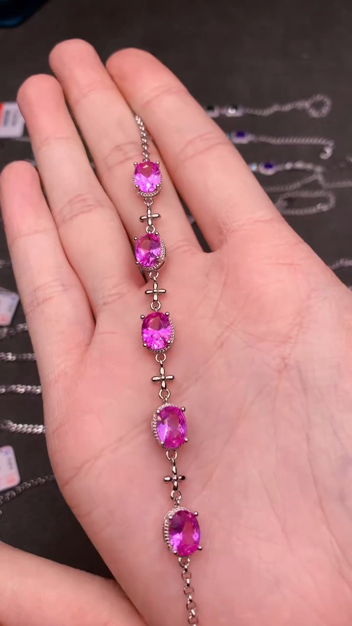 【闪购商品】彩色蓝宝石手链银S925镶嵌.....